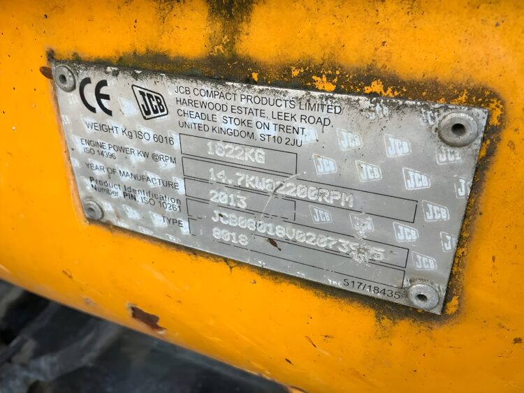 2013 JCB 8018 CTS Mini Excavator - Image 5